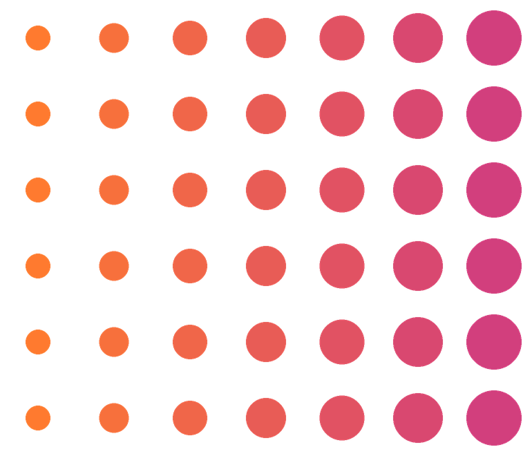 A grid of 42 dots, six rows by seven columns